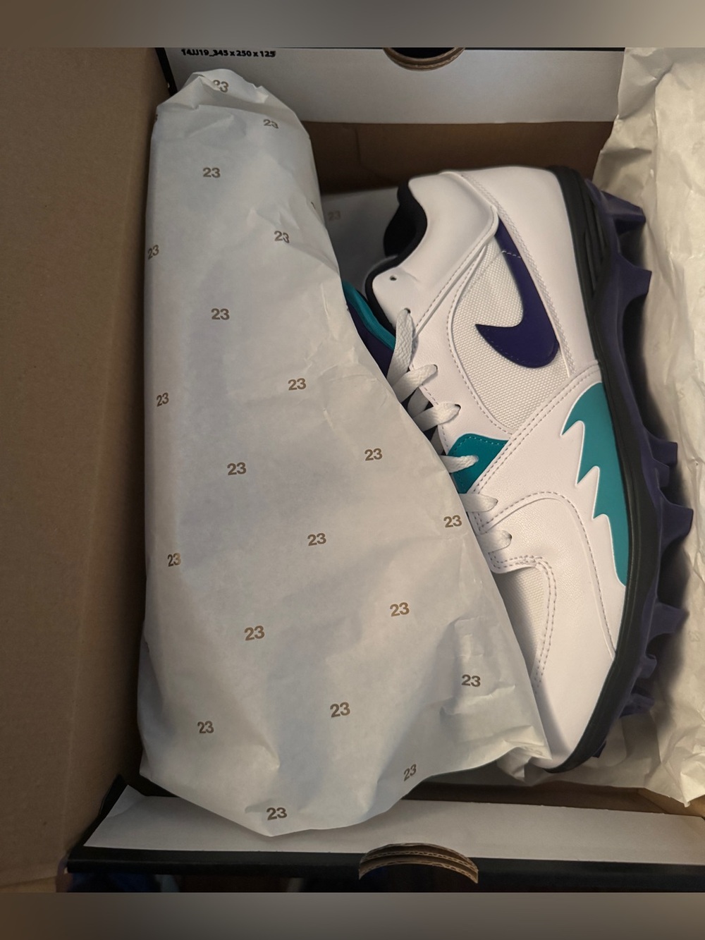 Jordan Stadium 90 Low TD Football Cleats White/Grape Mens
(HQ0210-105)